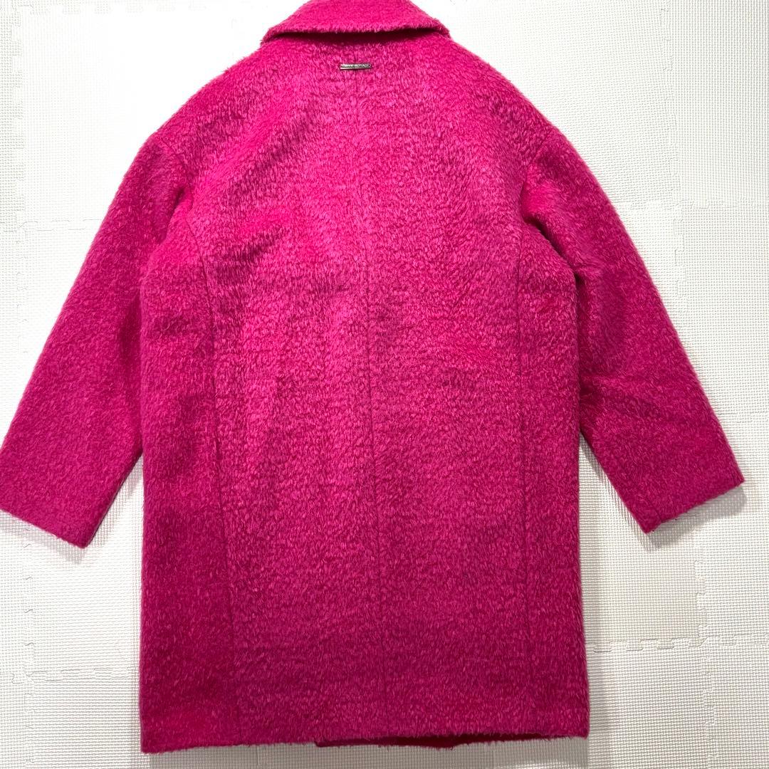 美品　アルマーニエクスチェンジ　ロングチェスターコート　ショッキングピンク　M