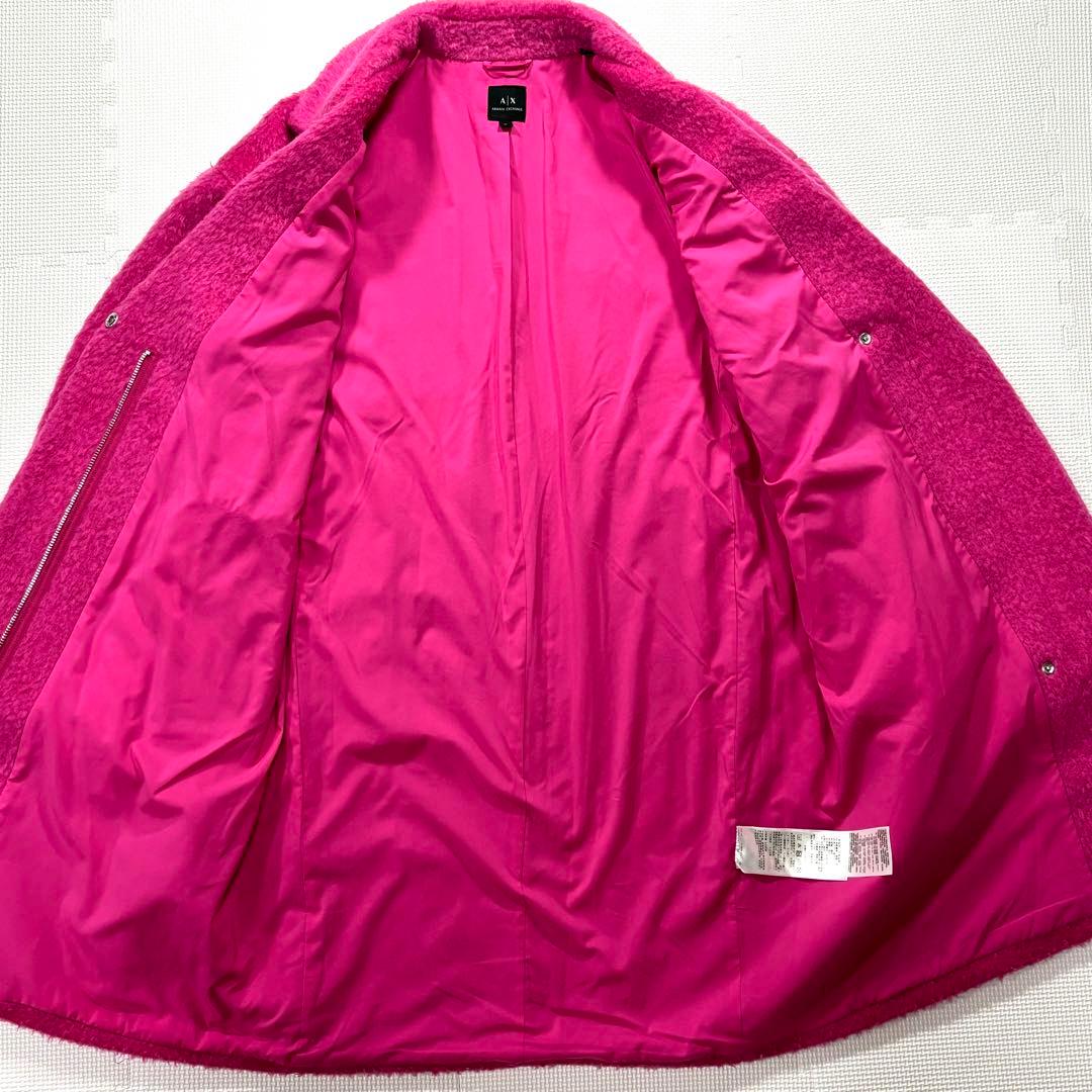美品　アルマーニエクスチェンジ　ロングチェスターコート　ショッキングピンク　M