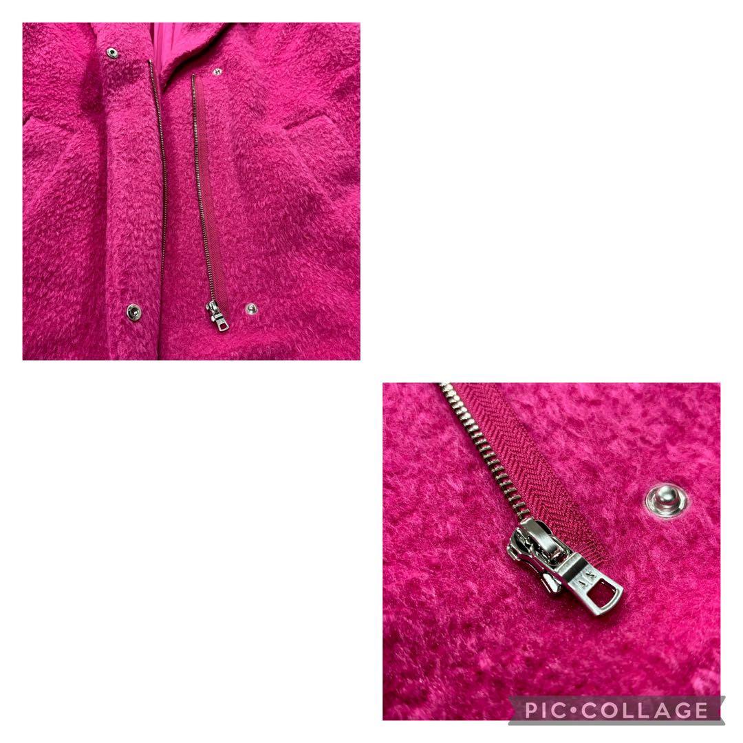 美品　アルマーニエクスチェンジ　ロングチェスターコート　ショッキングピンク　M