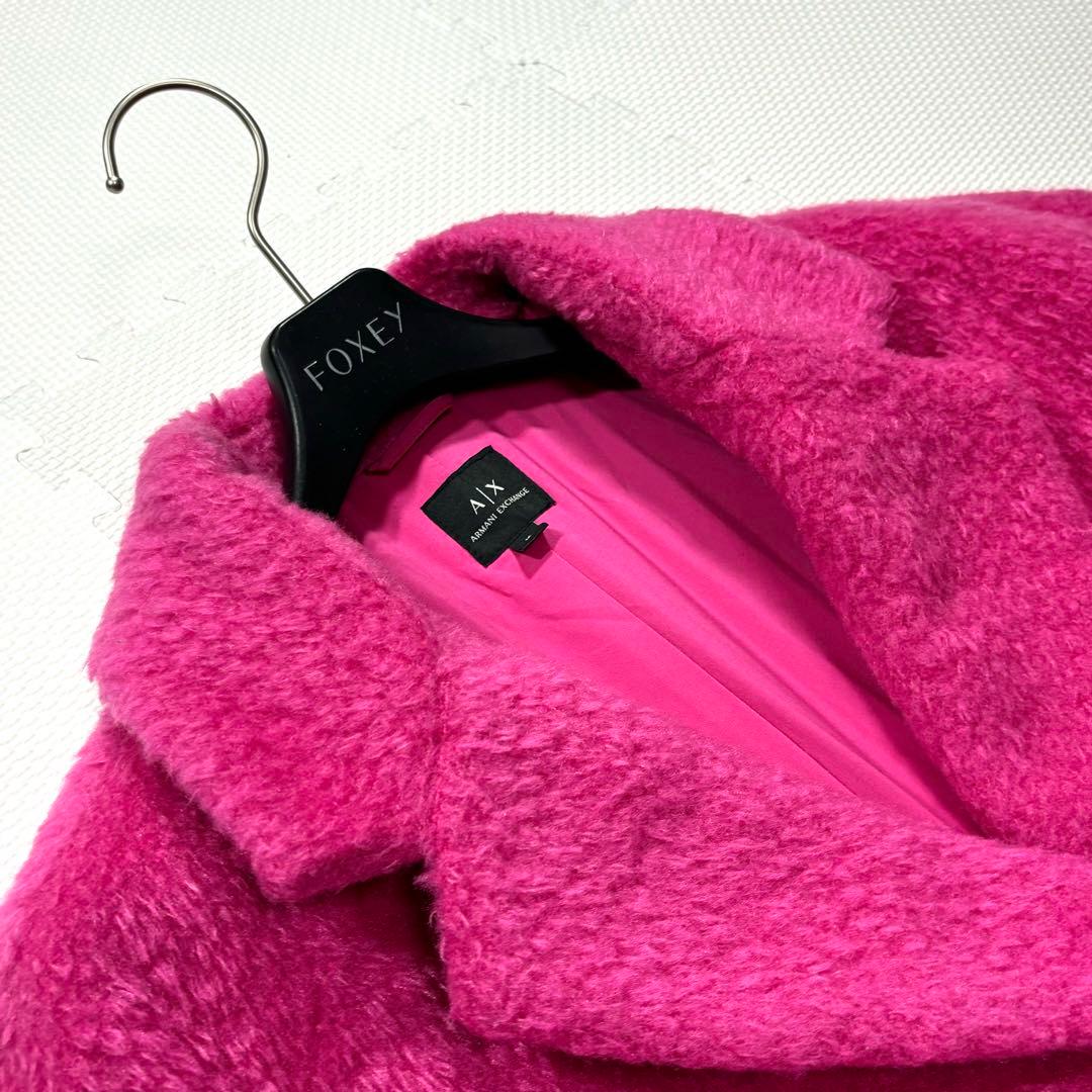 美品　アルマーニエクスチェンジ　ロングチェスターコート　ショッキングピンク　M