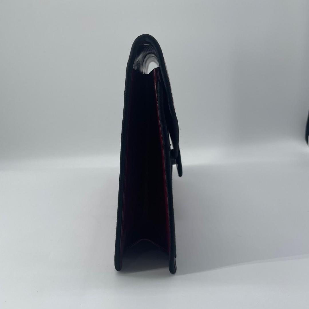 良品✨ イヴサンローラン YSL 刺繍ロゴ クラッチバッグ ボルドー