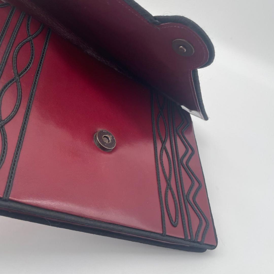 良品✨ イヴサンローラン YSL 刺繍ロゴ クラッチバッグ ボルドー