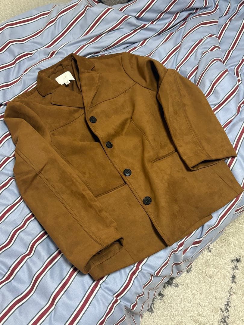  シングルブレストブレザー スエードジャケット