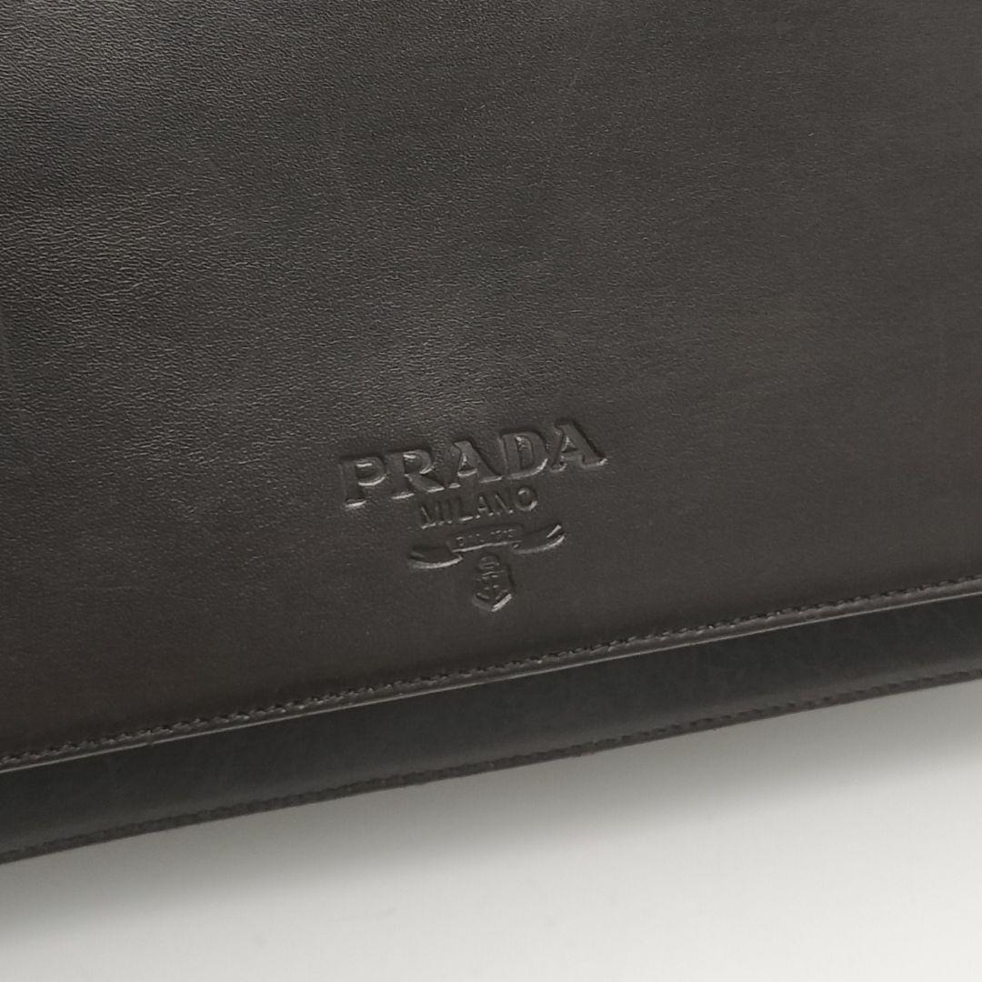 極美品✨プラダ　ショルダーバッグ　レザー　ダークブラウン