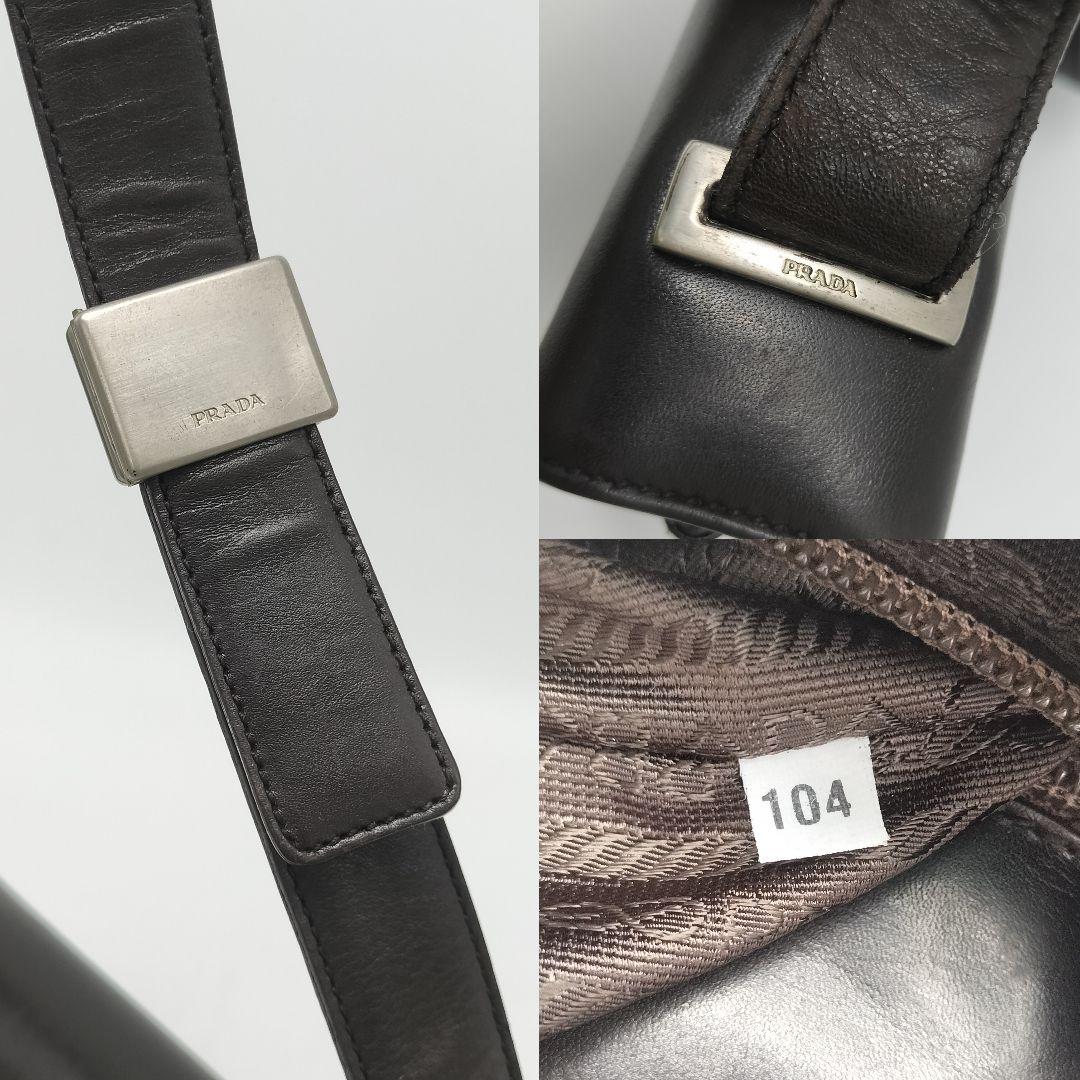 極美品✨プラダ　ショルダーバッグ　レザー　ダークブラウン