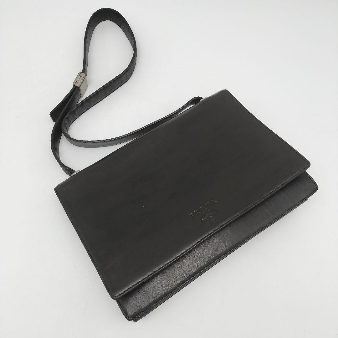 極美品✨プラダ　ショルダーバッグ　レザー　ダークブラウン