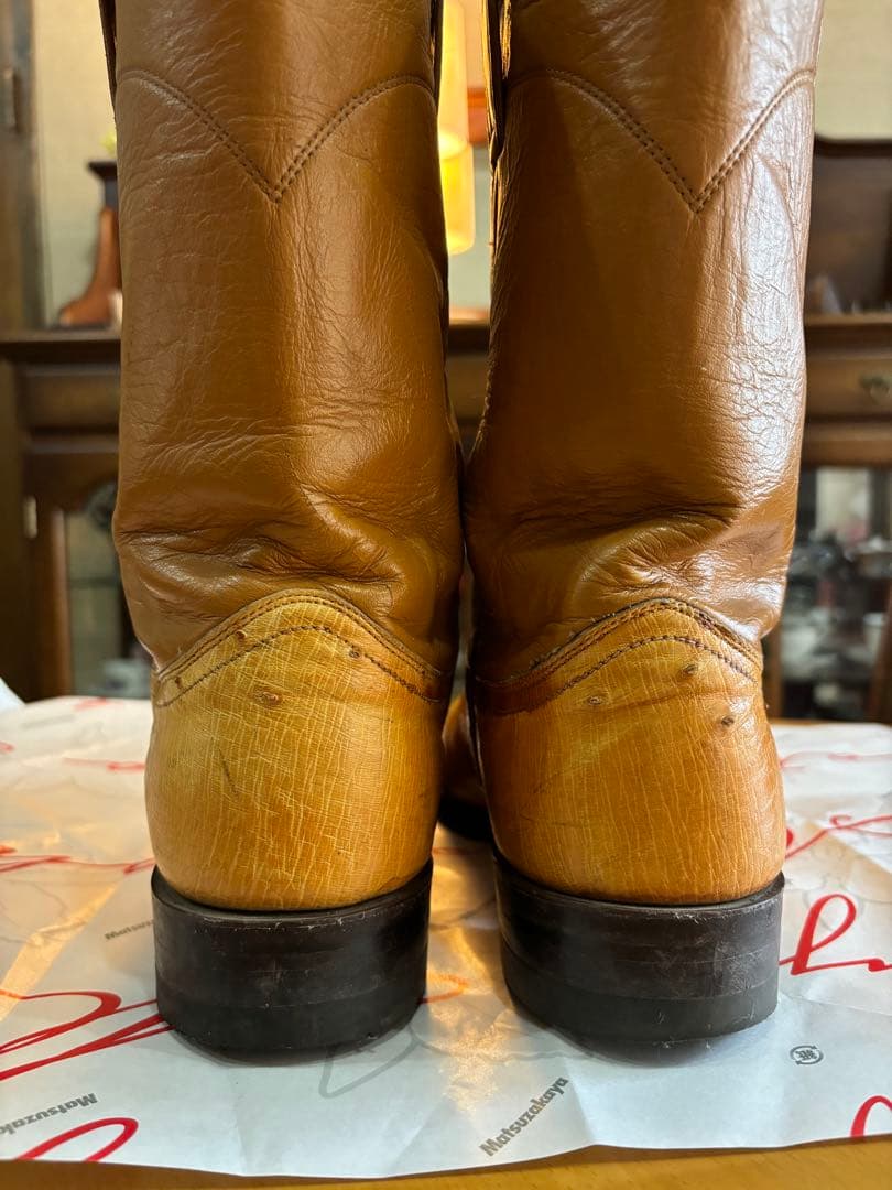 ジャスティン Justin オーストリッチ　ウエスタンブーツ　ブラウン系