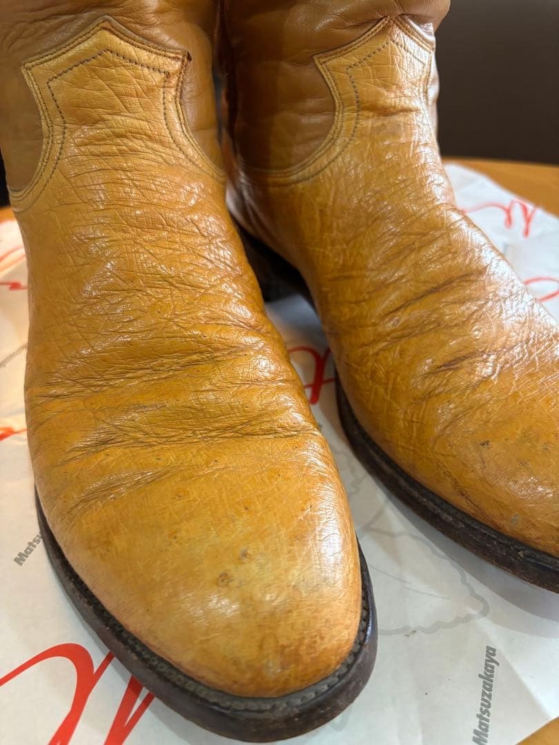 ジャスティン Justin オーストリッチ　ウエスタンブーツ　ブラウン系