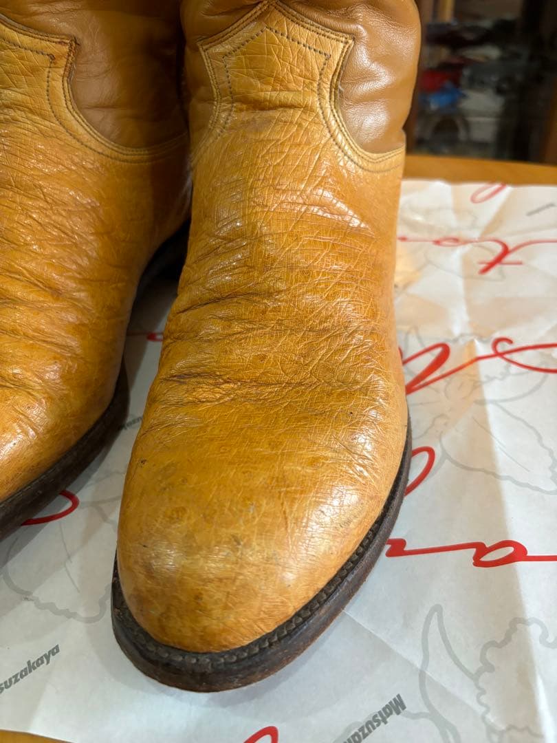 ジャスティン Justin オーストリッチ　ウエスタンブーツ　ブラウン系