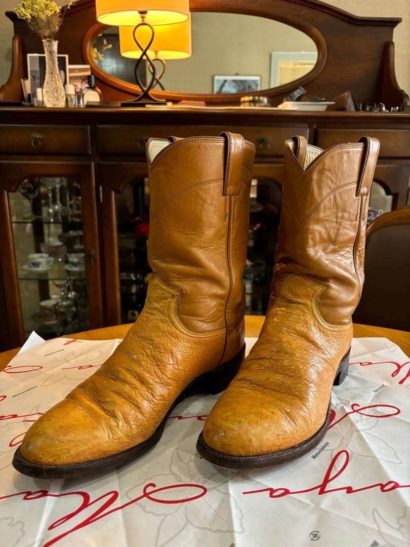 ジャスティン Justin オーストリッチ　ウエスタンブーツ　ブラウン系