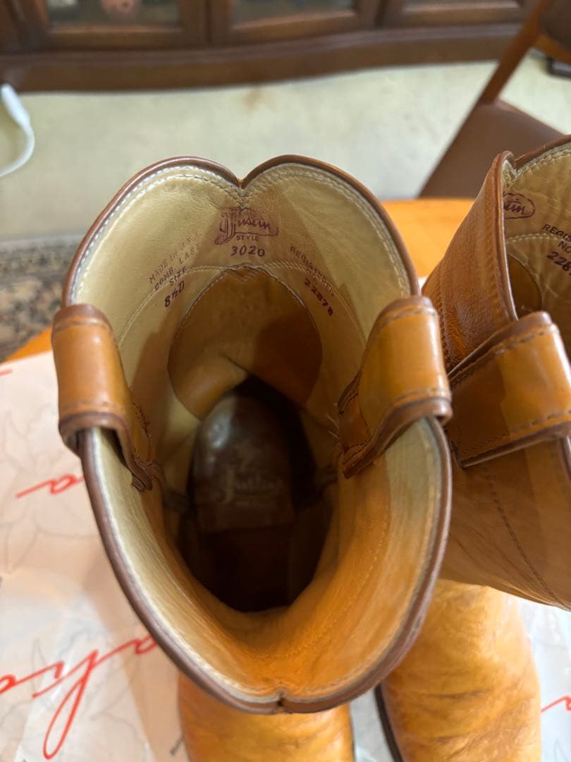 ジャスティン Justin オーストリッチ　ウエスタンブーツ　ブラウン系