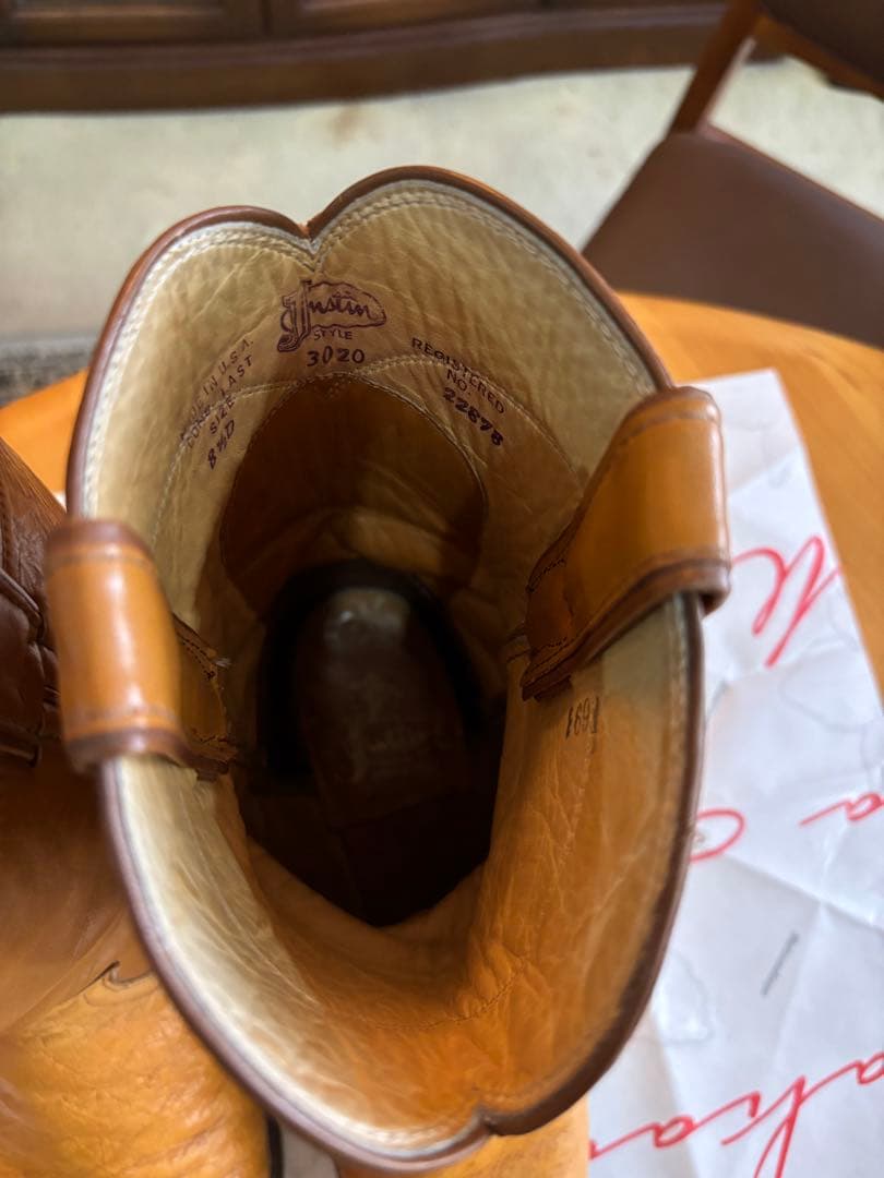 ジャスティン Justin オーストリッチ　ウエスタンブーツ　ブラウン系