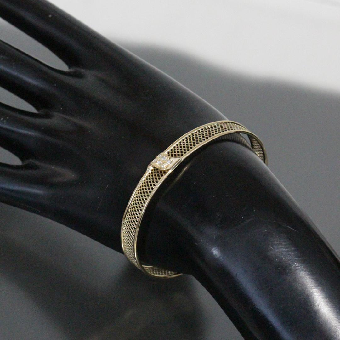 ランバン ダイヤ メッシュ バングル 17cm K18YG 8.7g 新品仕上済