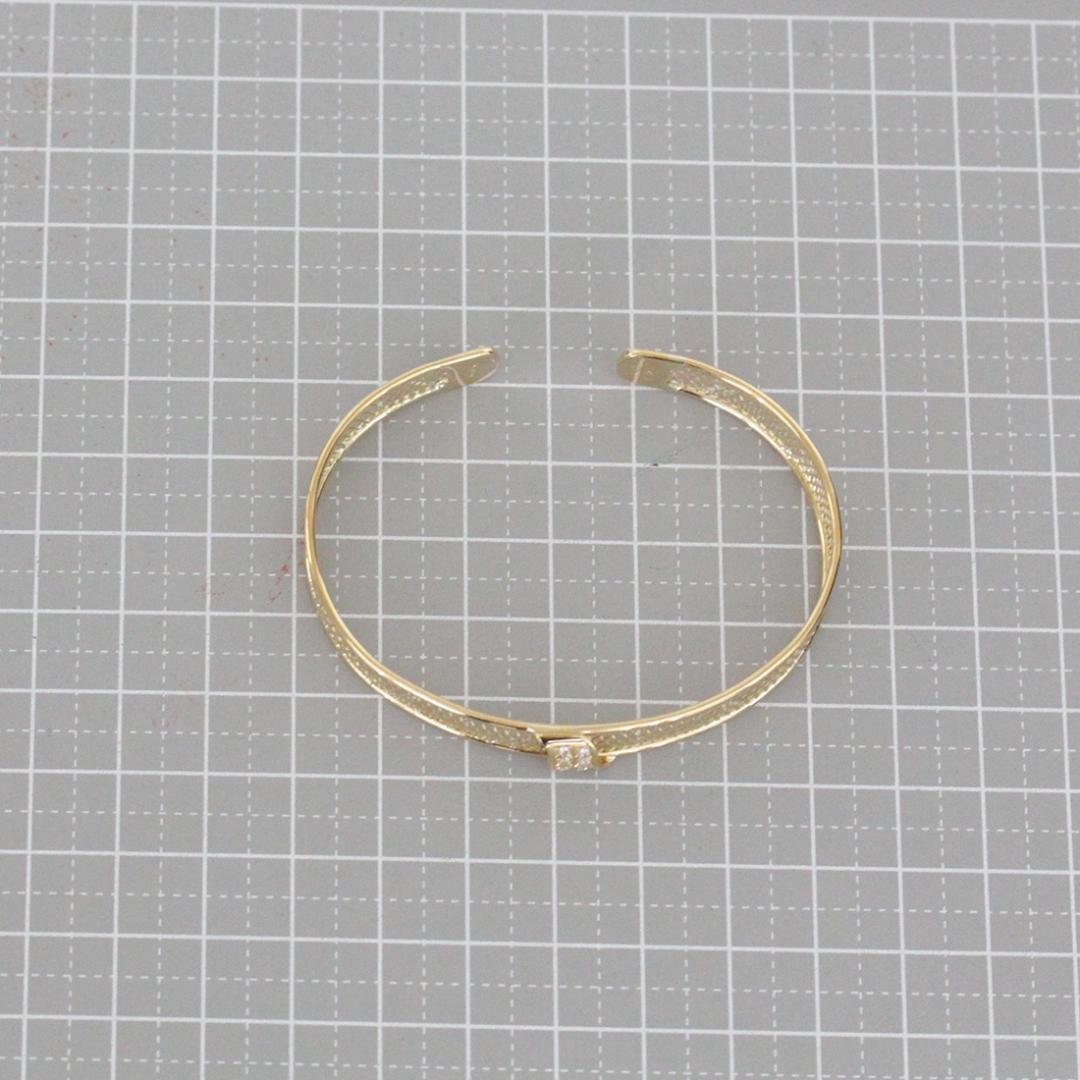 ランバン ダイヤ メッシュ バングル 17cm K18YG 8.7g 新品仕上済