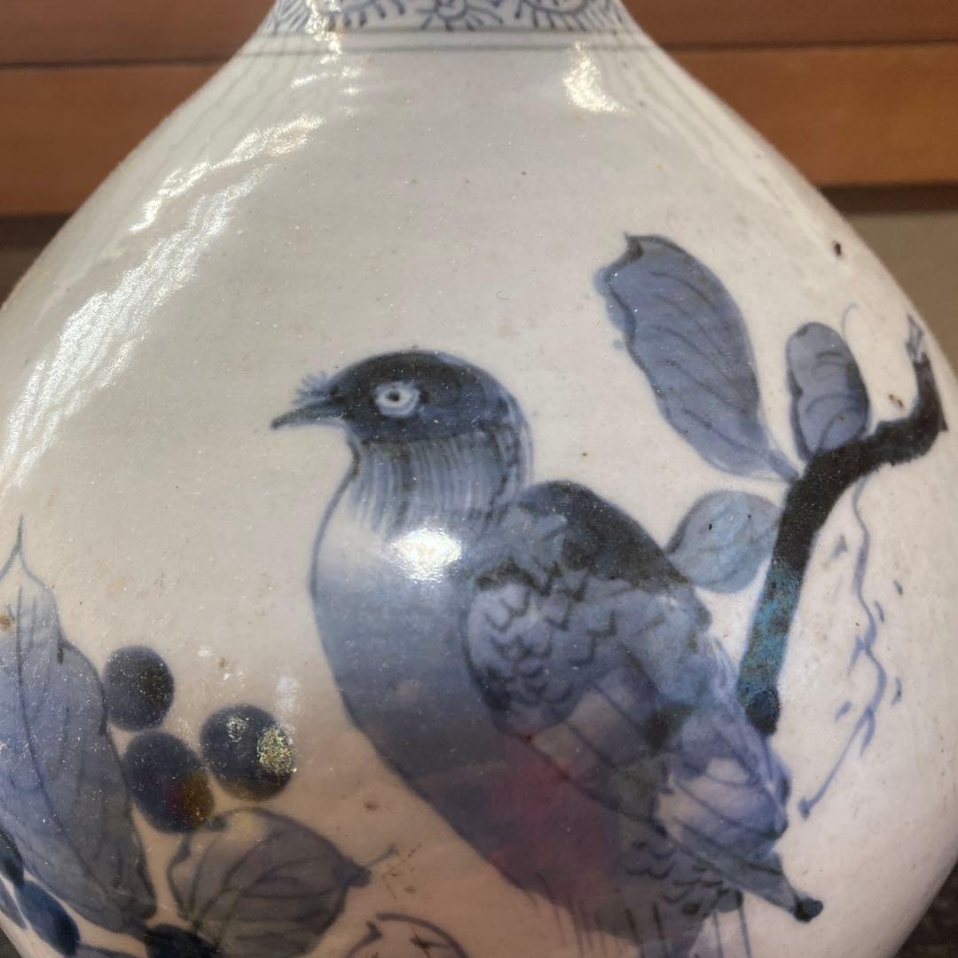 専用　切米焼　染付たこ唐草鳥文大徳利