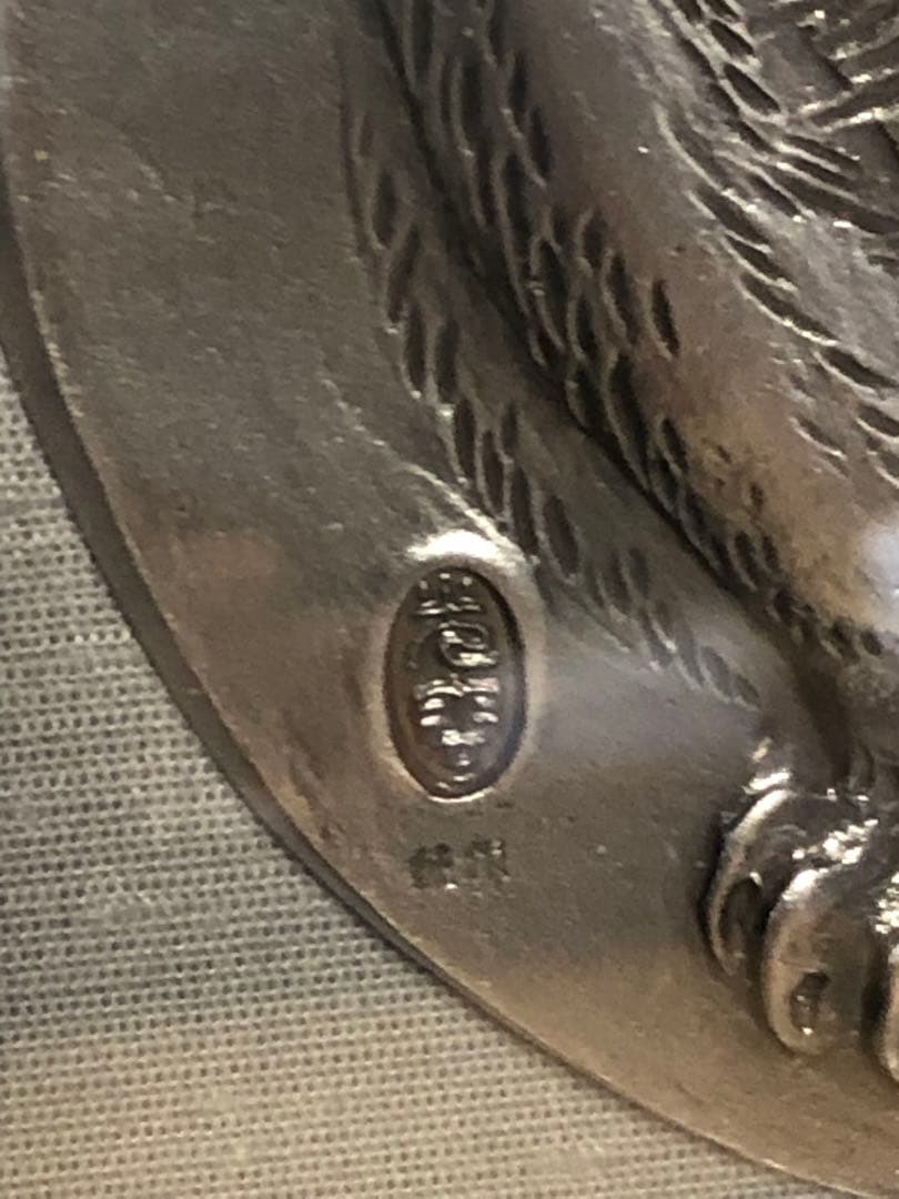 高村光雲　「福犬」純銀レリーフ額装