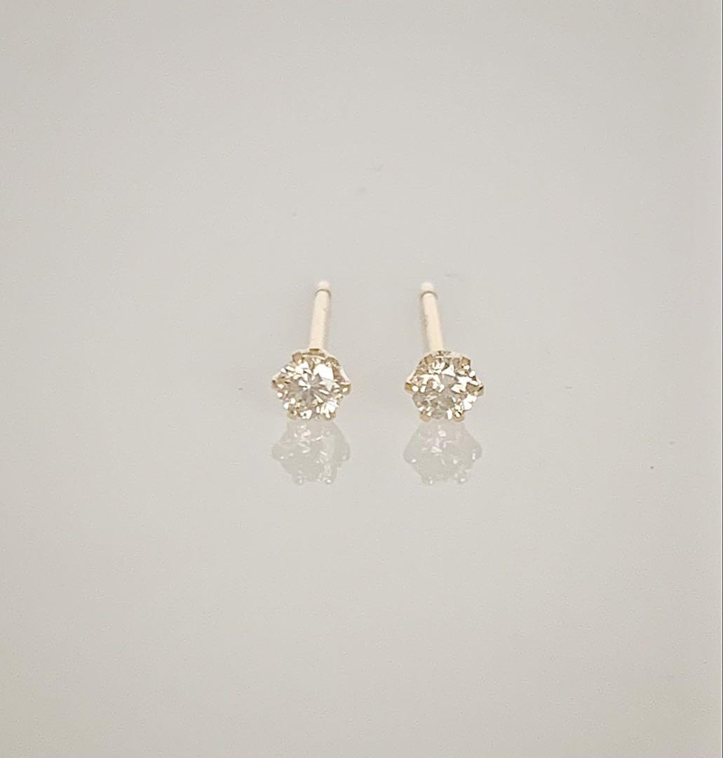 K18 天然ダイヤモンド0.10ct！シンプルピアス