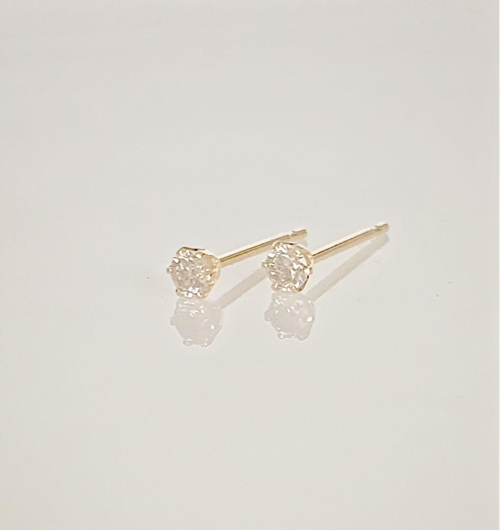 K18 天然ダイヤモンド0.10ct！シンプルピアス