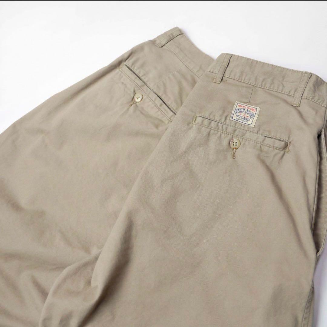 80s90s初期タグ ビンテージ ラルフローレン ポロチノ 2タックパンツW34