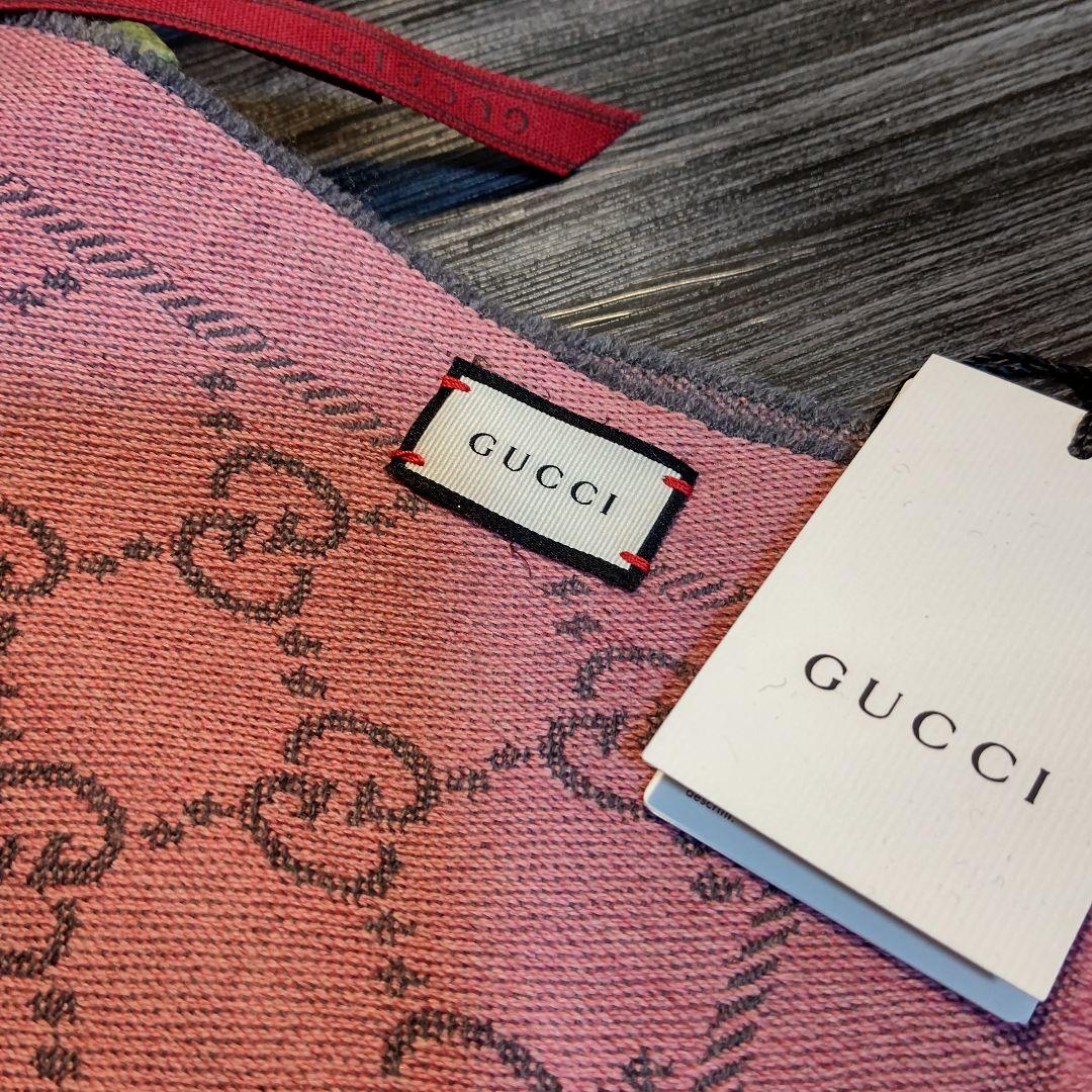 ❤新品箱袋付き❤GUCCI マフラー ストール ショール スカーフピンクグレー❤