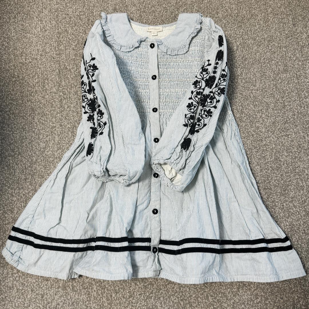 ワンピース bonjour diary 23aw stripe tunic 12y