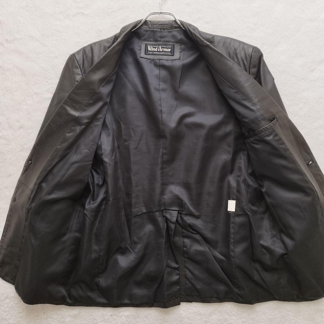 ウィンドアーマー テーラードジャケット レザー 黒 大きいサイズXL