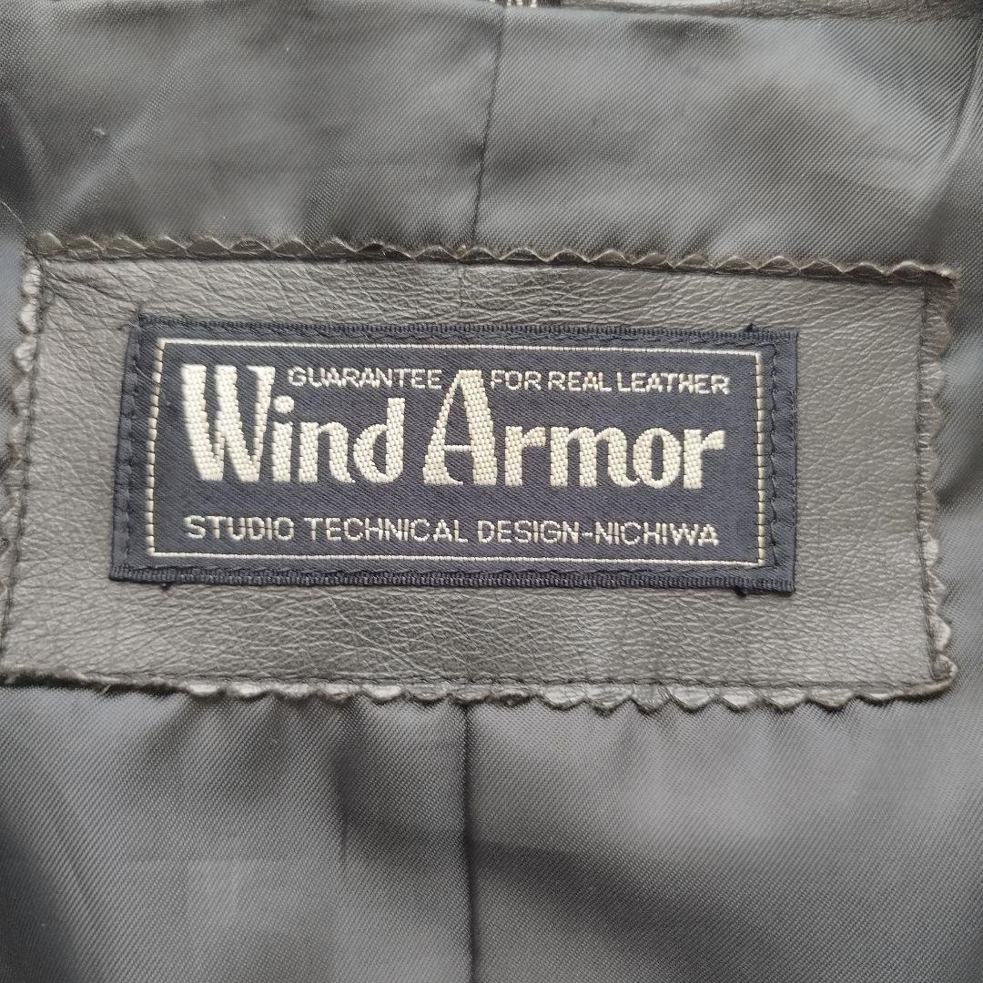 ウィンドアーマー テーラードジャケット レザー 黒 大きいサイズXL