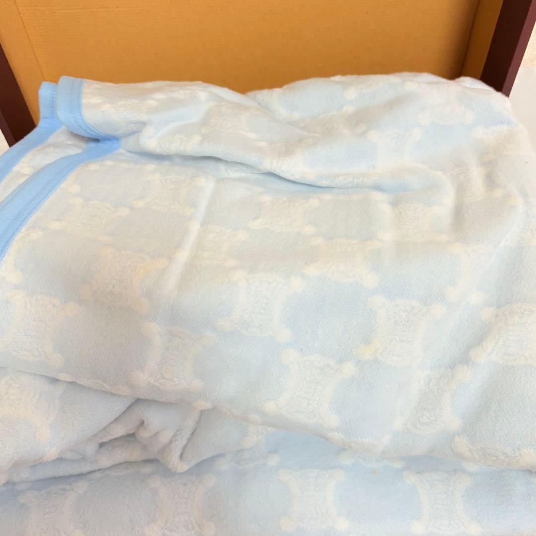 CELINE セリーヌ　綿毛布　トリオンフ　マカダム総柄　ブルー