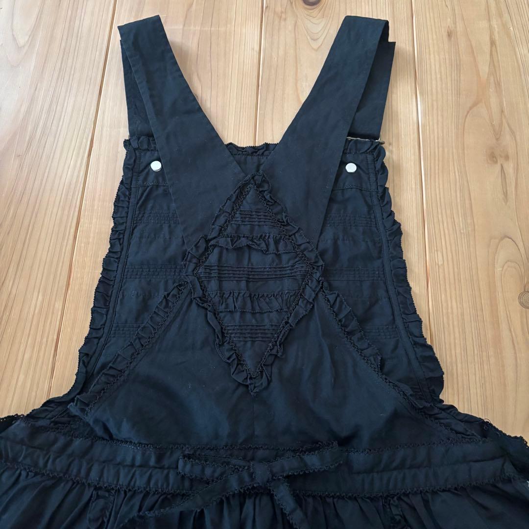 ★レア★ピンクハウス サロペットエプロン 黒 アリス ウサギ トランプ　タブリエ