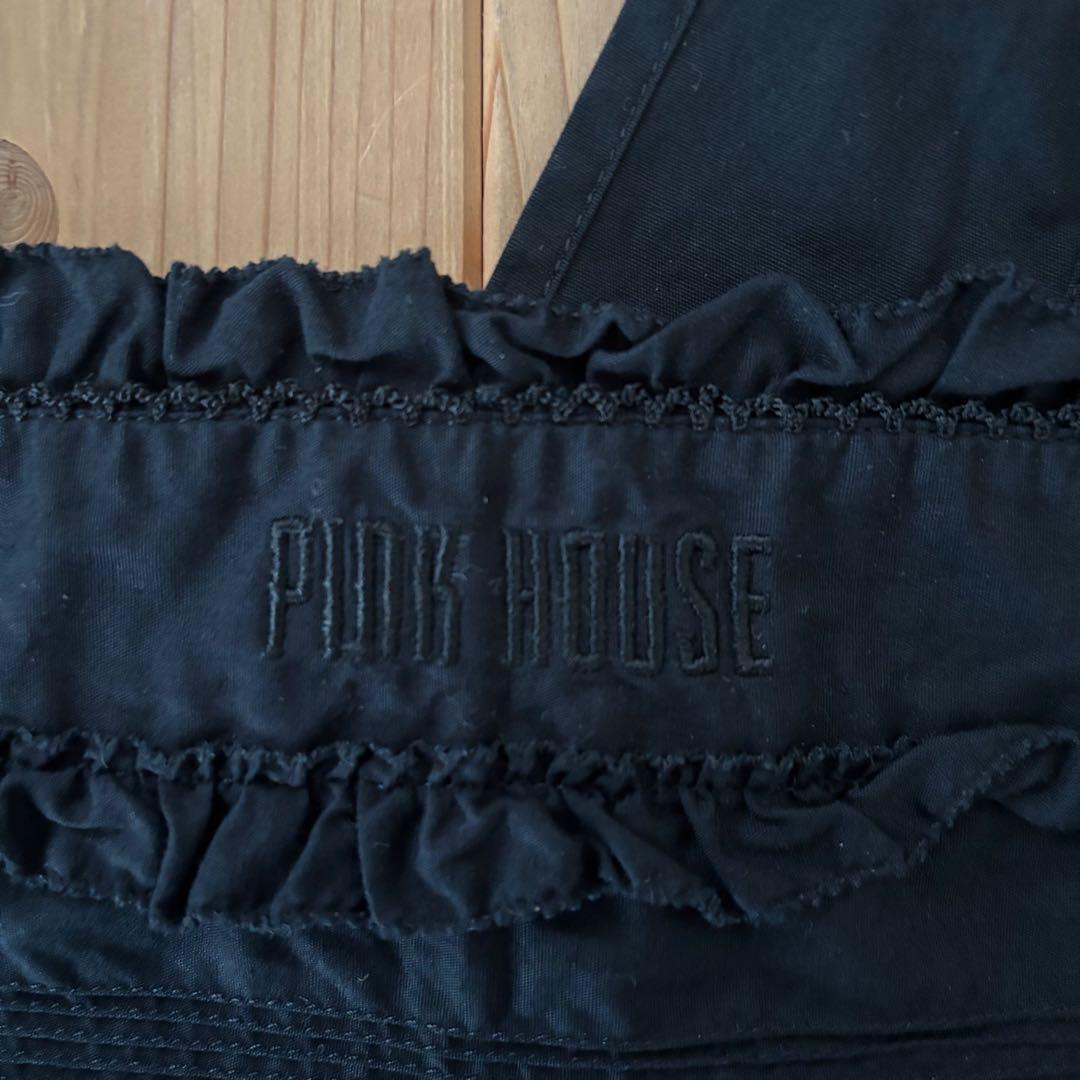 ★レア★ピンクハウス サロペットエプロン 黒 アリス ウサギ トランプ　タブリエ