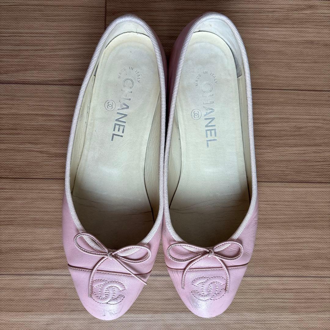 CHANEL バレリーナ　フラットシューズ　ピンク　37C