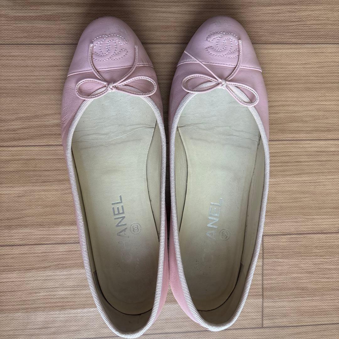 CHANEL バレリーナ　フラットシューズ　ピンク　37C