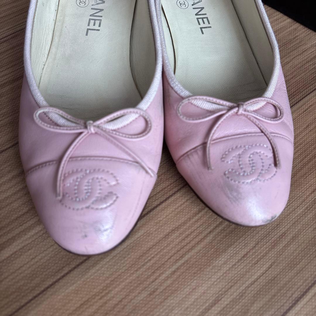 CHANEL バレリーナ　フラットシューズ　ピンク　37C
