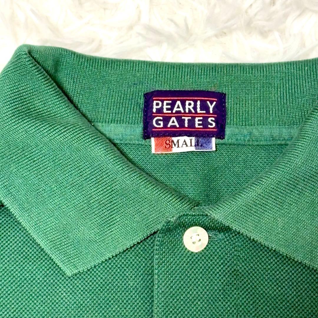 【極美品】パーリーゲイツ　ゴルフ 長袖ポロシャツ　コットン　ロゴ刺繍　緑　M
