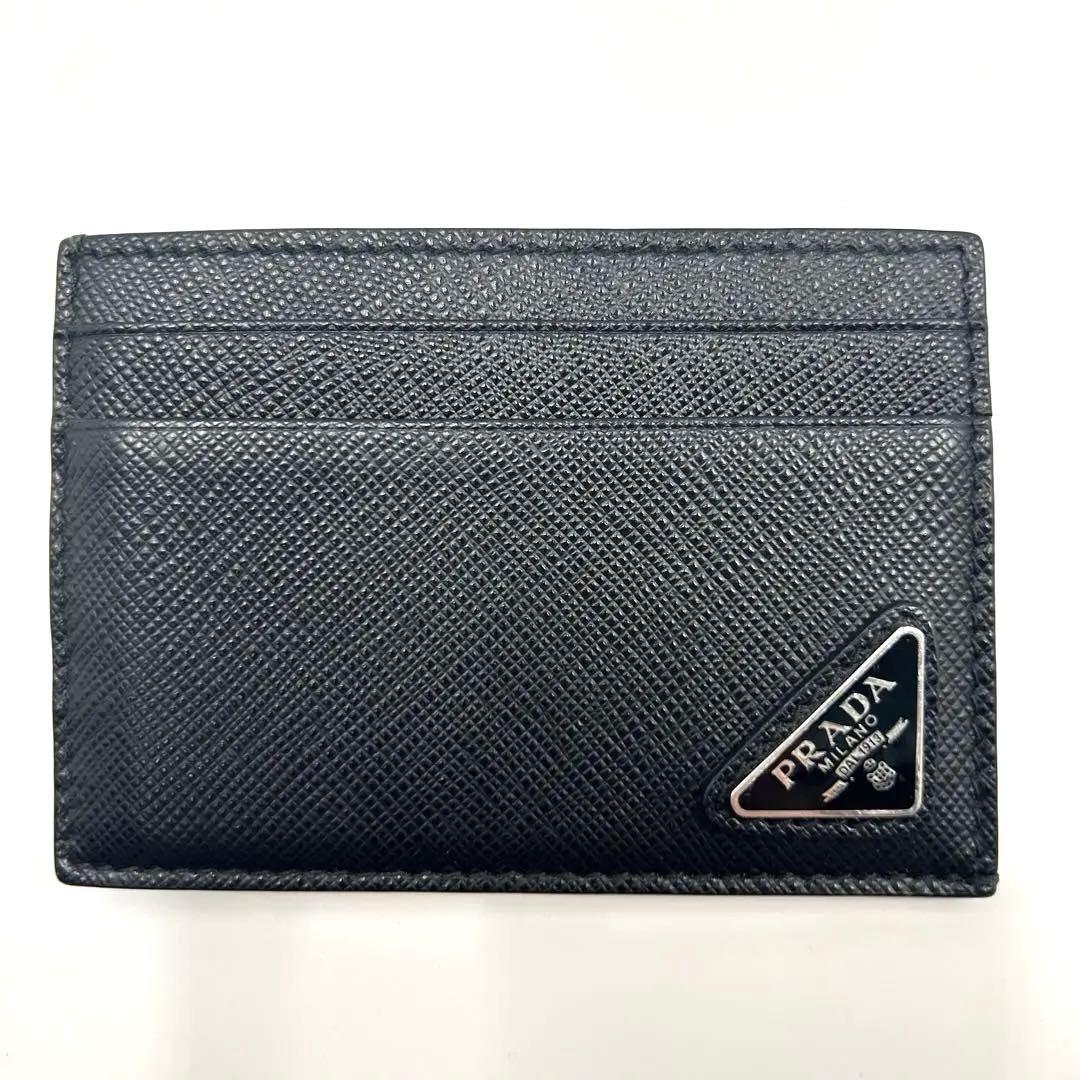 極美品✨RFID✨プラダ マネークリップ カードケース レザー　三角ロゴ　黒