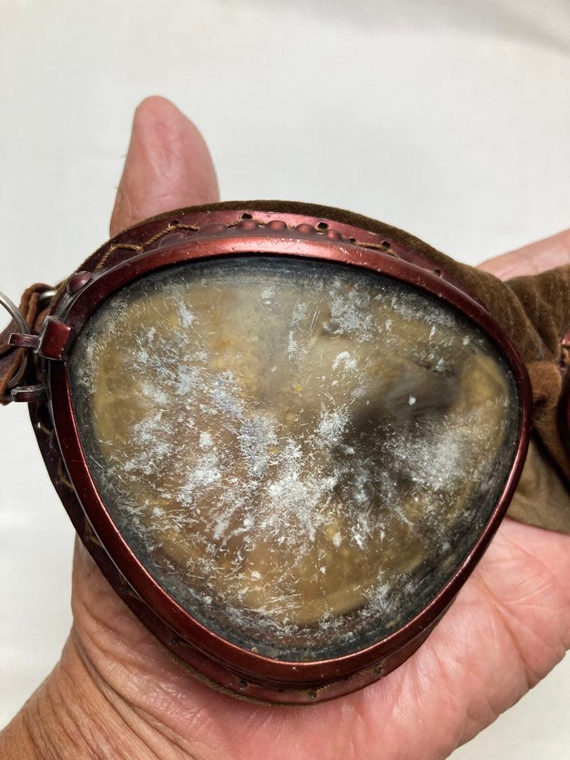 航空眼鏡　ゴーグル　飛行機マーク（青木ー深澤航空光機）　旧日本軍　希少