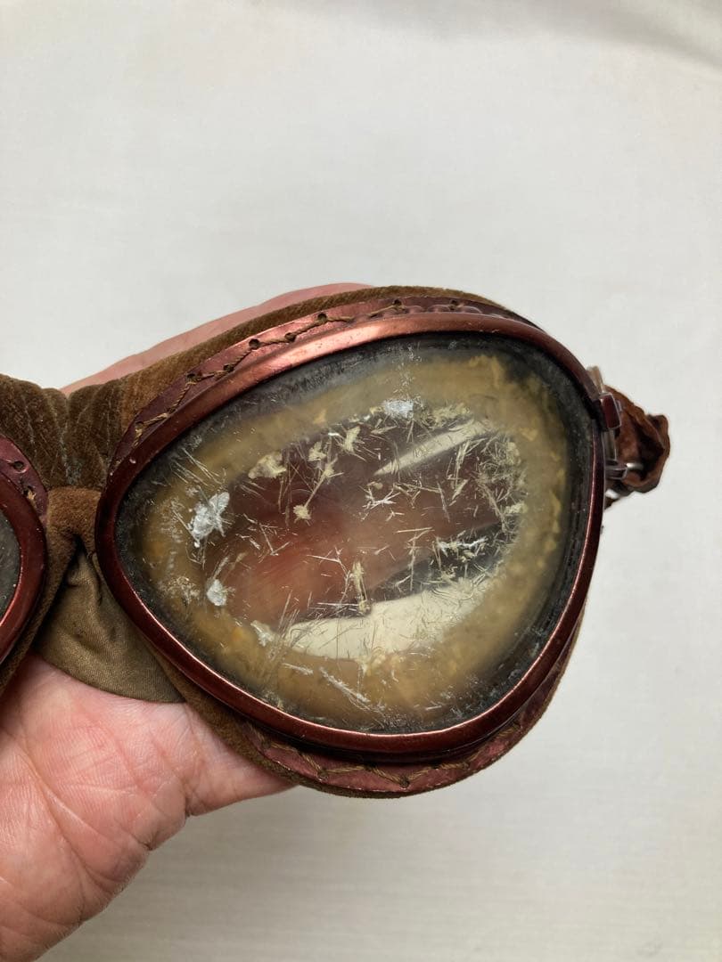 航空眼鏡　ゴーグル　飛行機マーク（青木ー深澤航空光機）　旧日本軍　希少