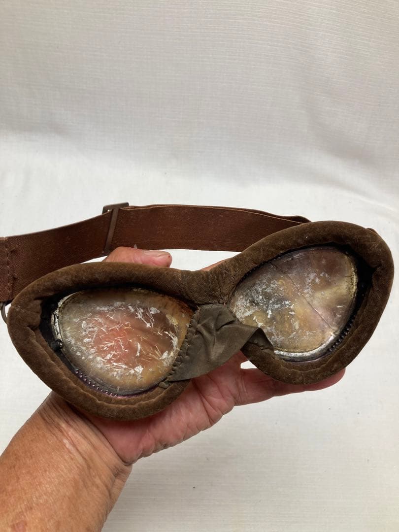 航空眼鏡　ゴーグル　飛行機マーク（青木ー深澤航空光機）　旧日本軍　希少