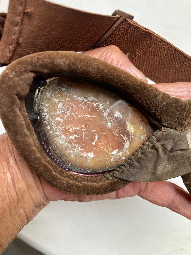 航空眼鏡　ゴーグル　飛行機マーク（青木ー深澤航空光機）　旧日本軍　希少