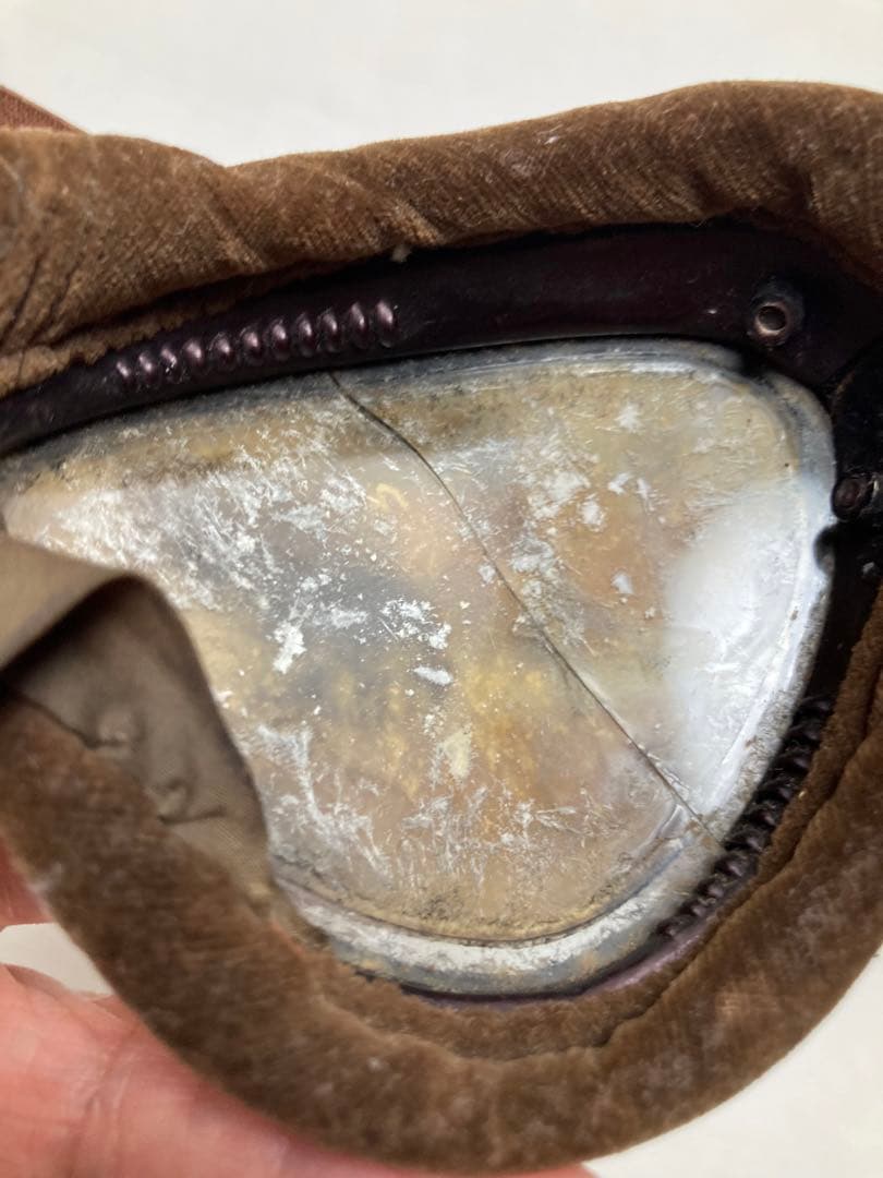 航空眼鏡　ゴーグル　飛行機マーク（青木ー深澤航空光機）　旧日本軍　希少