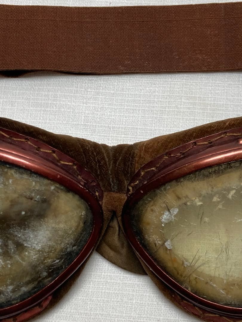 航空眼鏡　ゴーグル　飛行機マーク（青木ー深澤航空光機）　旧日本軍　希少