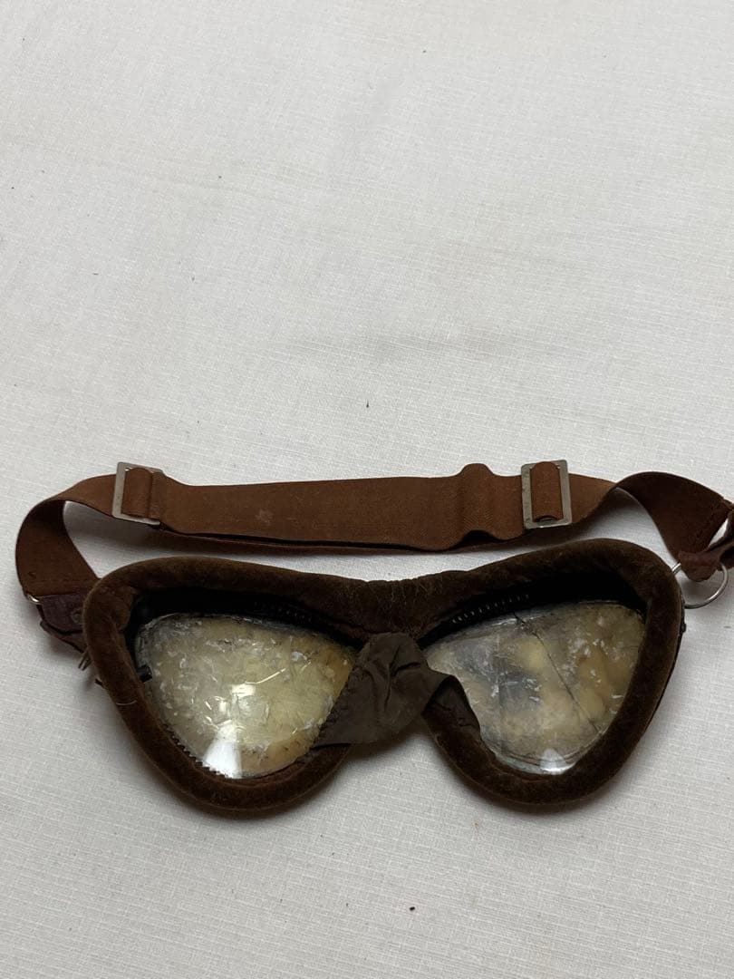 航空眼鏡　ゴーグル　飛行機マーク（青木ー深澤航空光機）　旧日本軍　希少