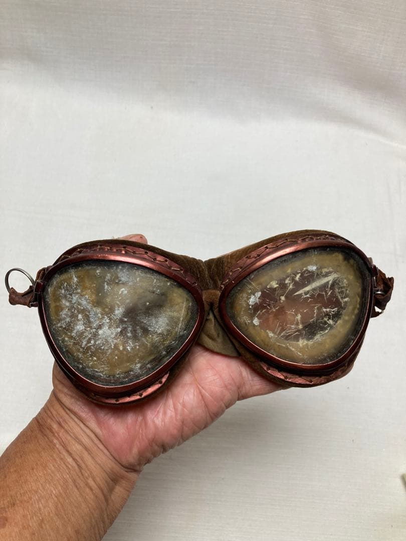 航空眼鏡　ゴーグル　飛行機マーク（青木ー深澤航空光機）　旧日本軍　希少