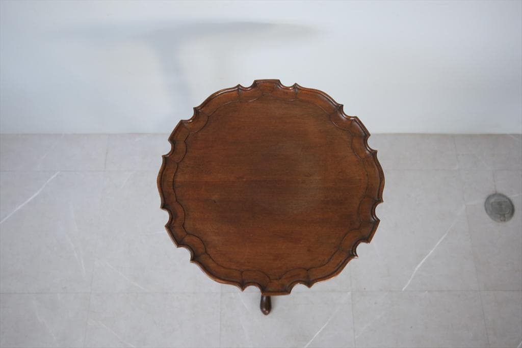 英国アンティーク◇木製チルトトップテーブル/折畳式机サイドテーブル(92-198