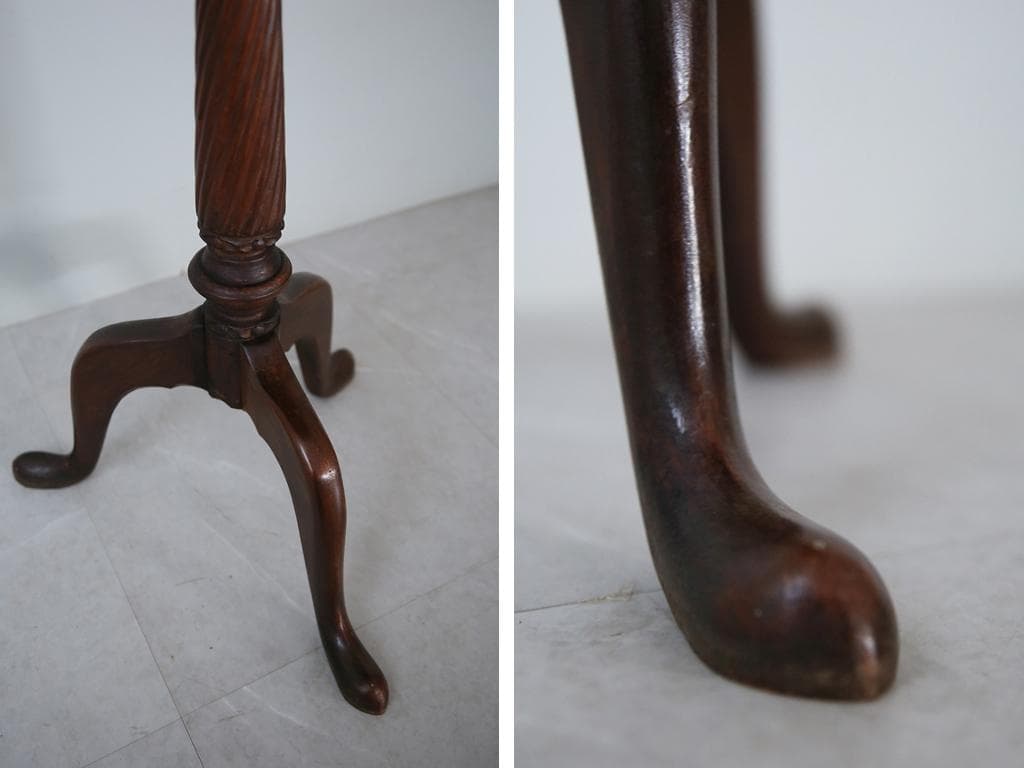 英国アンティーク◇木製チルトトップテーブル/折畳式机サイドテーブル(92-198