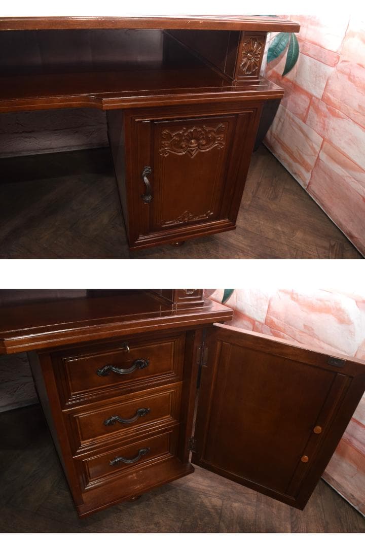 専用出品　徳田家具 最高級 国会議事堂使用 片袖机 桜材