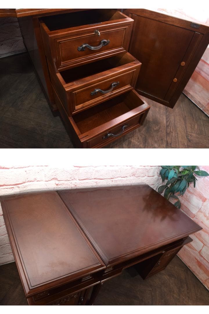 専用出品　徳田家具 最高級 国会議事堂使用 片袖机 桜材