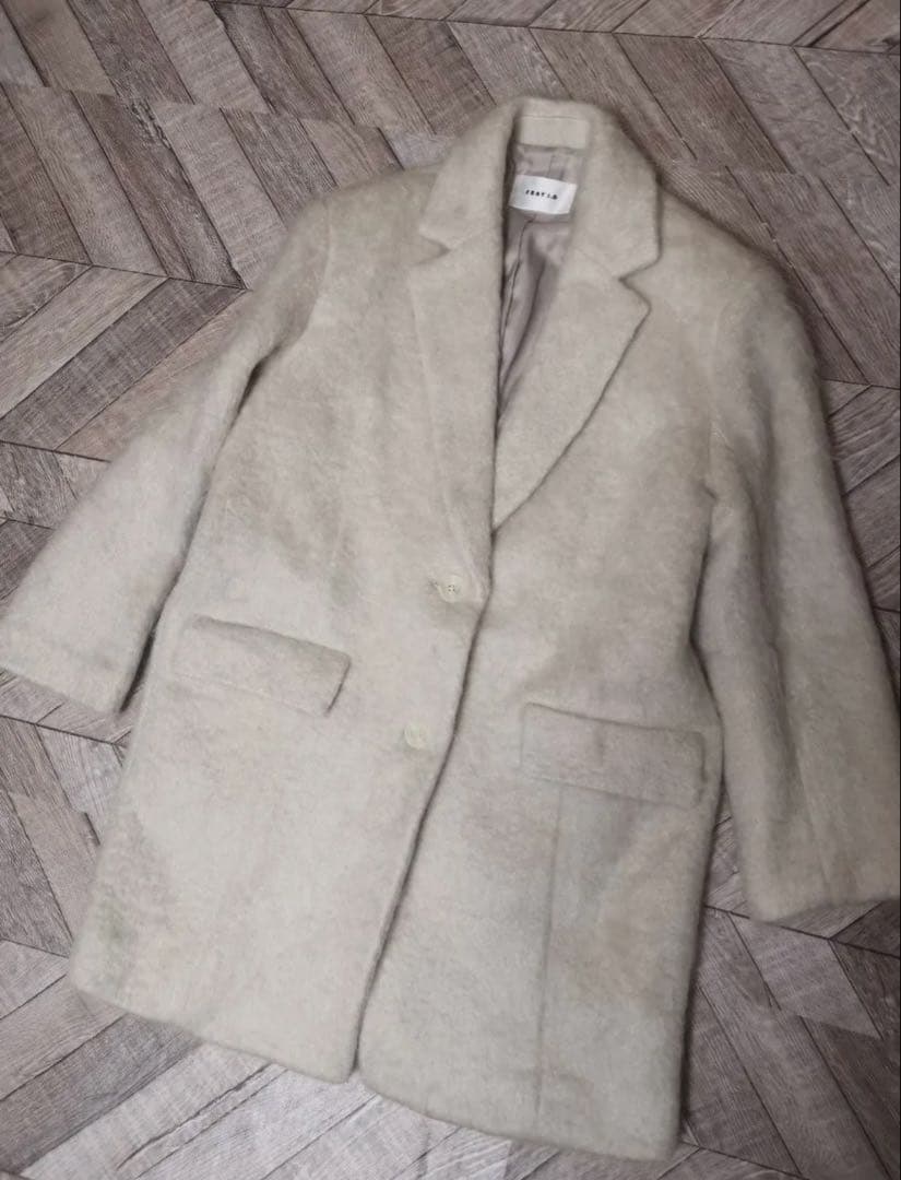 フレイアイディー　未使用　試着のみ テーラードシャギーコート　モヘアコート