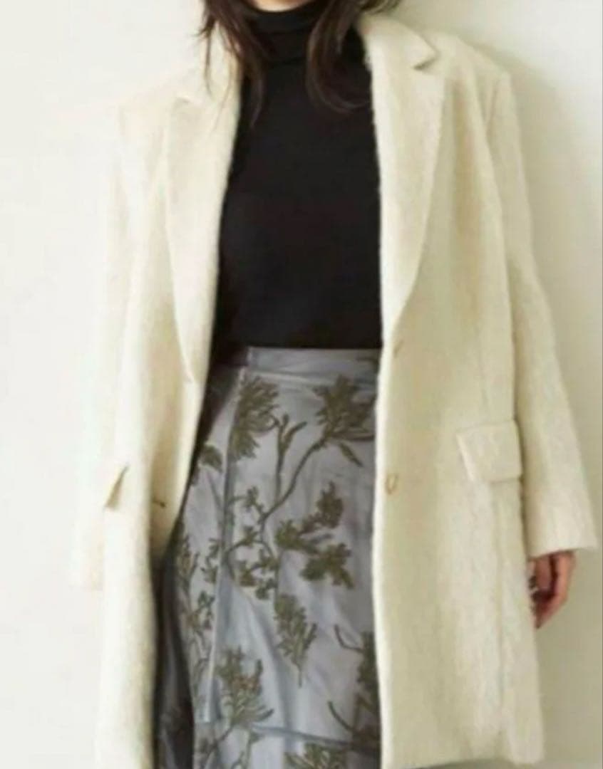 フレイアイディー　未使用　試着のみ テーラードシャギーコート　モヘアコート