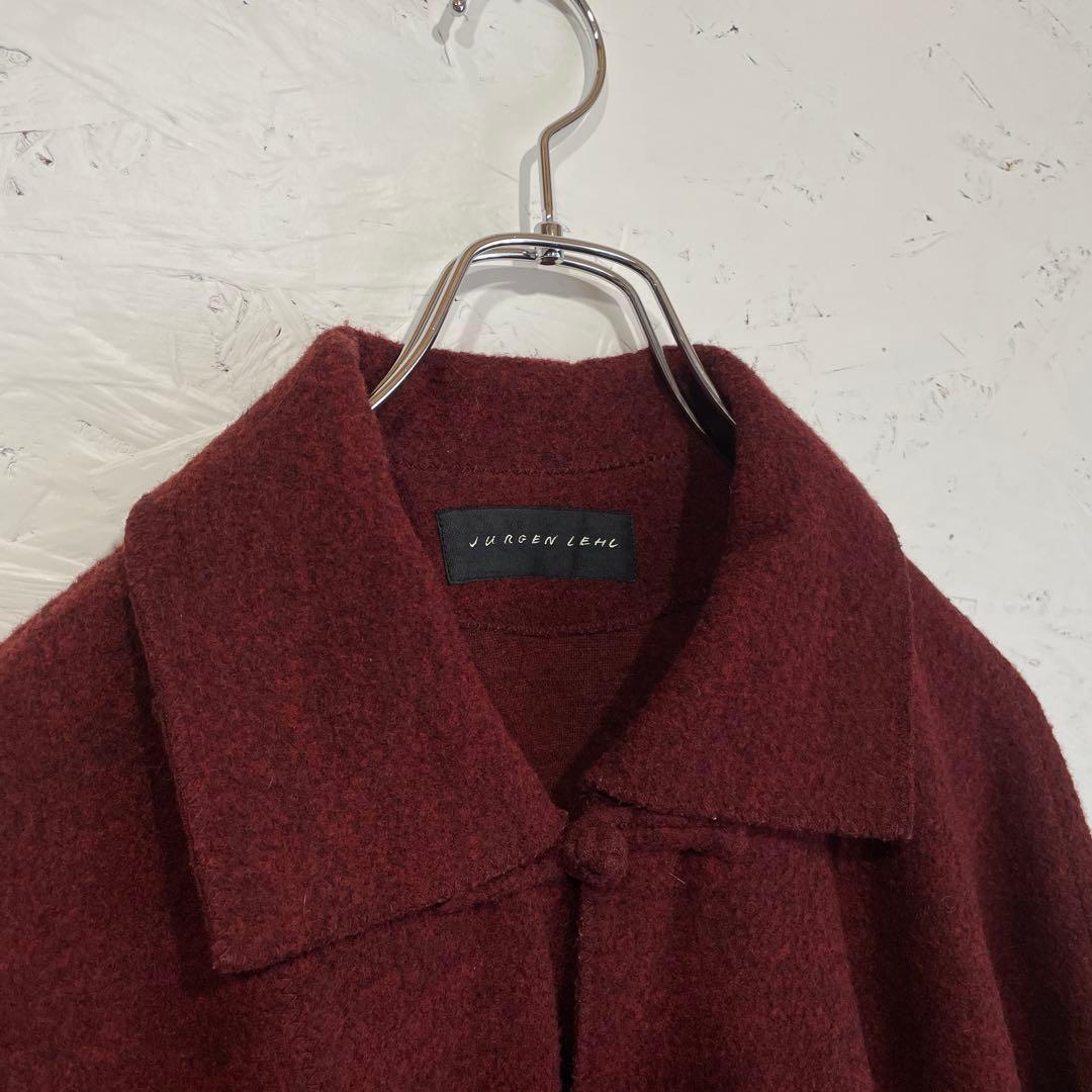 【JURGEN LEHL】チャイナボタンコート　ウールコート　バーガンディ　M